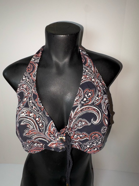 Lands' End Other - Lands' End Navy Paisley Halter Swim Top with Rust & White Accents